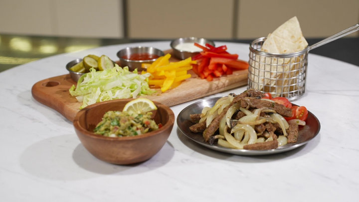 A plate of food on a table