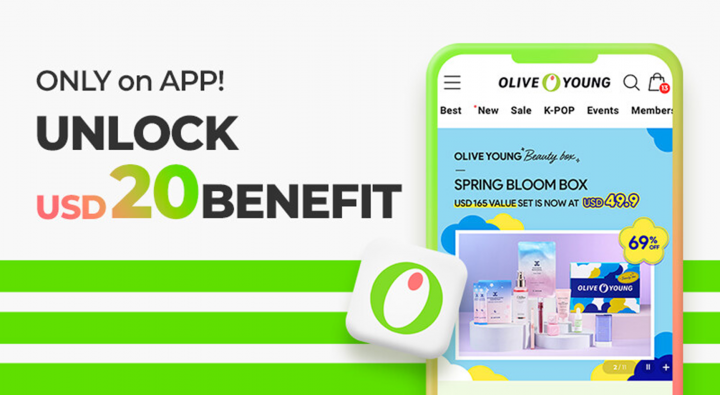 Olive Young Global $20 coupon give away promotion for app download 
