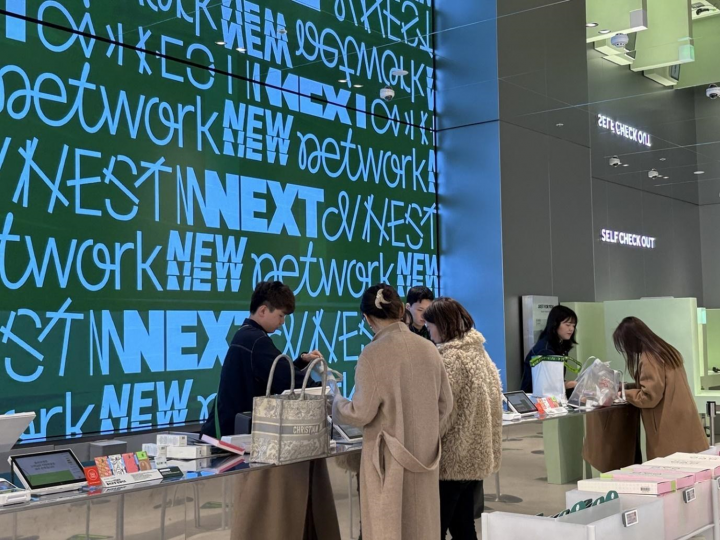 Shoppers check out at Olive Young Seongsu, Seoul’s new K-beauty hotspot.