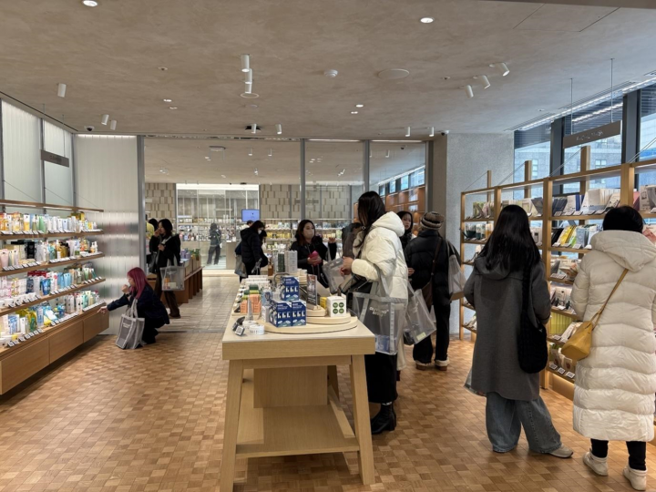 Visitors browse curated K-beauty products at Olive Young N Seongsu.