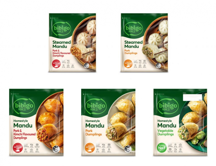 Five types of bibigo Homestyle Mandu
