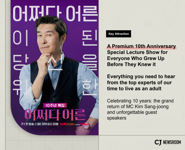 “No Way I’m an Adult” promo poster showing Kim Sang-joong smiling at the camera with one arm on his hip and the other on his chin.
