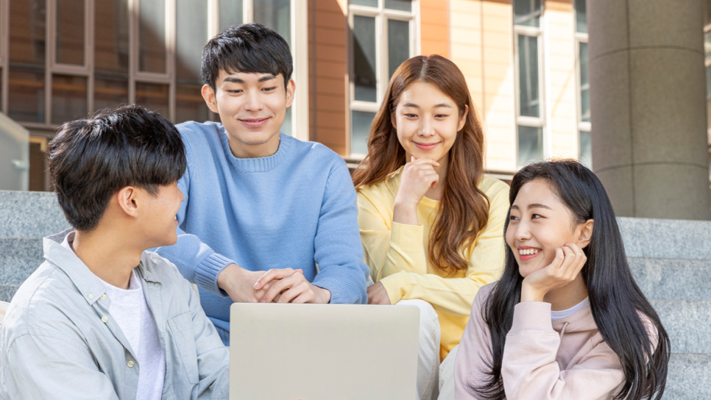 Asian Friends socializing 