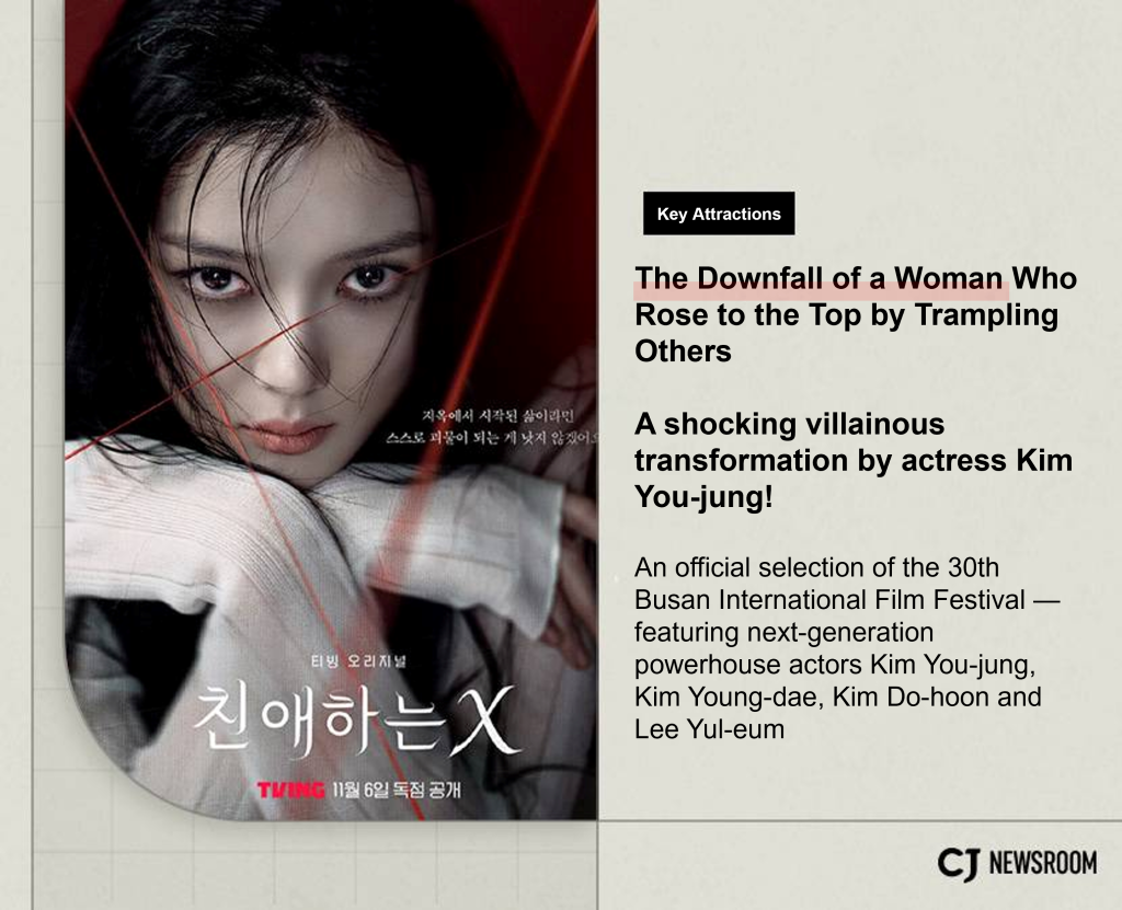 “Dear X” promo poster showing a close-up of Kim You-jung looking intensely into the camera.