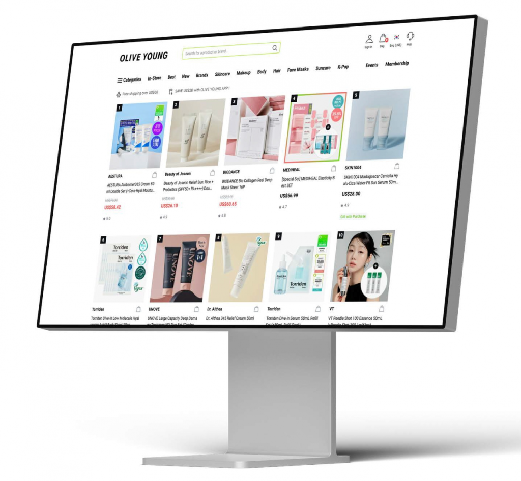 image of Olive Young Global website