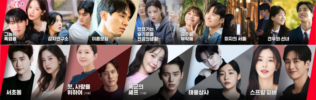 Collage of all CJ ENM upcoming K-dramas for 2025, featuring cast members and drama titles.