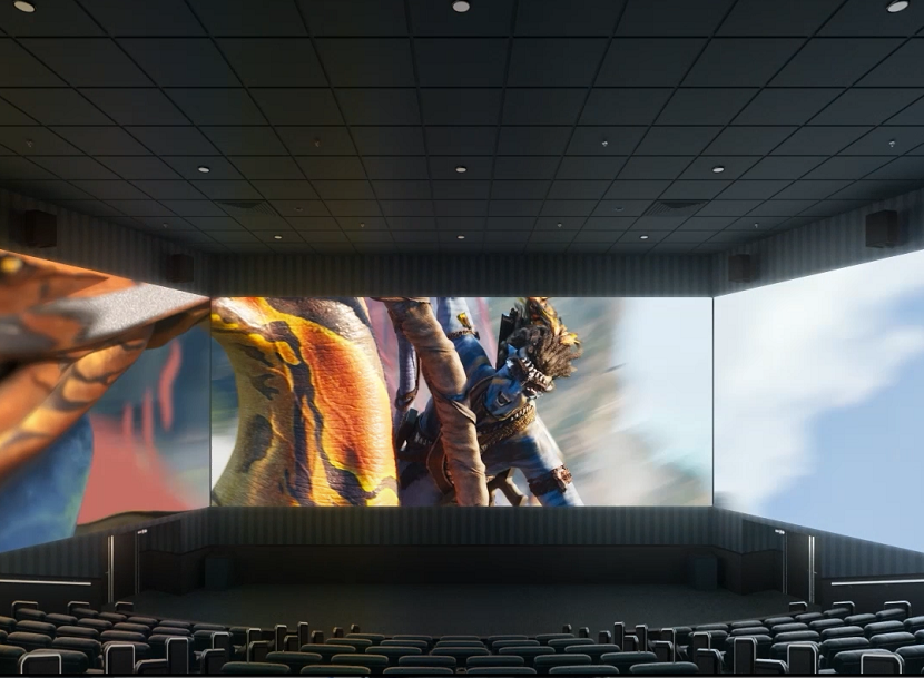 An empty ULTRA 4DX theater screening “Avatar: Fire and Ash.”