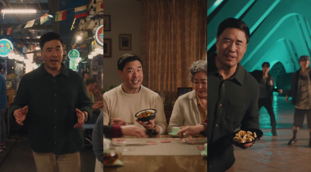 Randall Park in three scenes of a bibigo commercial.