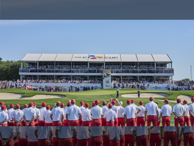 Salesmanship Club of Dallas members wearing the organization’s signature red pants prepare for the 2025 THE CJ CUP Byron Nelson awards ceremony.