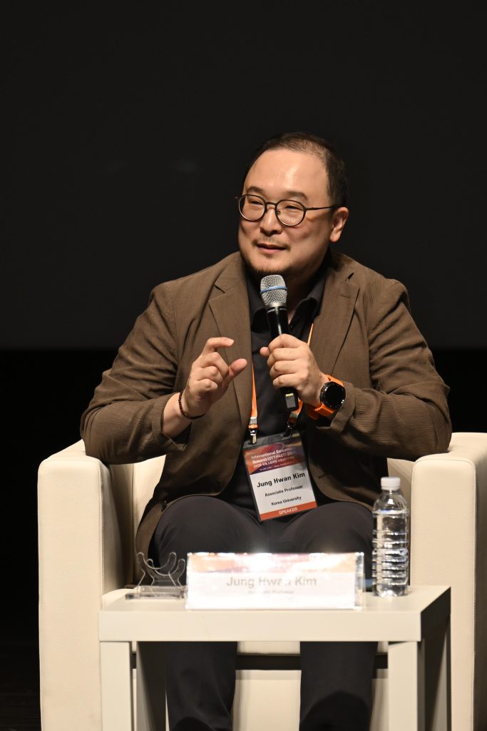 Professor Kim Jung-hwan of Korea University speaks during a KISF 2026 panel on the global success strategy of K-variety shows.