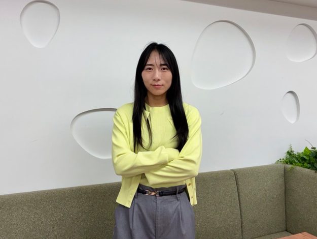 Ichikawa Sayo, who leads the Brand Communication Team at CJ FOODS JAPAN, poses for a portrait during a newsroom interview.