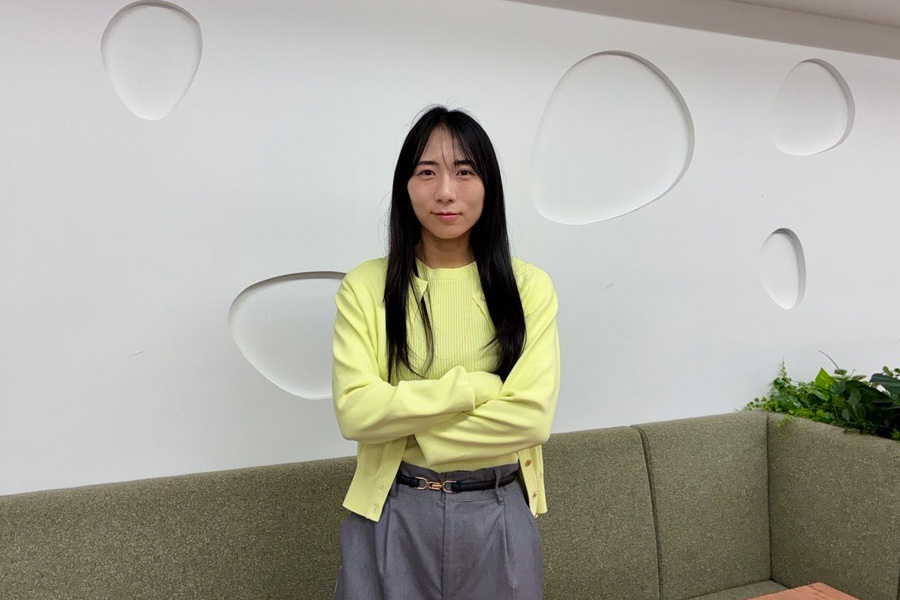 Ichikawa Sayo, who leads the Brand Communication Team at CJ FOODS JAPAN, poses for a portrait during a newsroom interview.