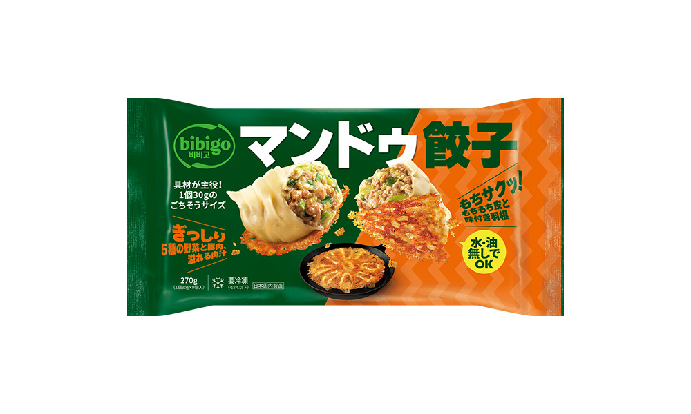 Product image of bibigo Mandu Gyoza, a Korean-style mandu product launched for consumers in Japan.