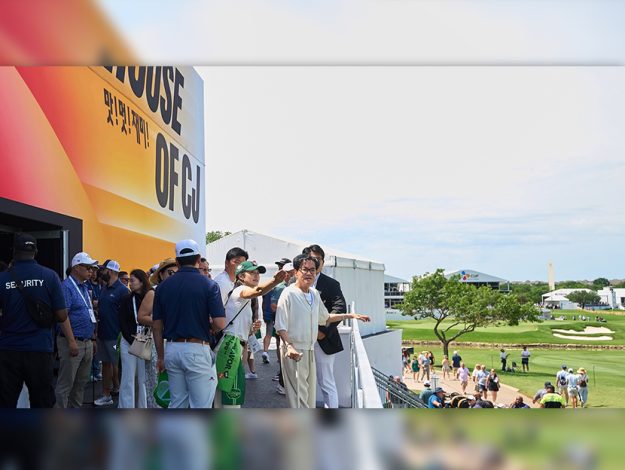 CJ Group Chairman Lee Jay-hyun tours House of CJ at THE CJ CUP Byron Nelson in McKinney, Texas.