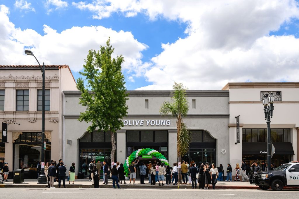 Exterior of OLIVE YOUNG Pasadena on opening day