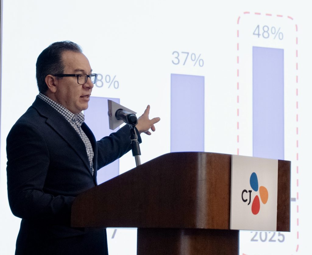 Federico Arreola of CJ Schwan’s presenting the company’s North American food strategy.