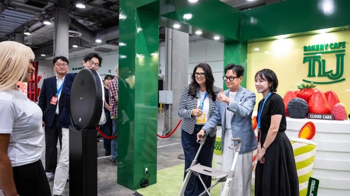 CJ Chairman Lee Jay-hyun poses for a photo during KCON LA 2026.
