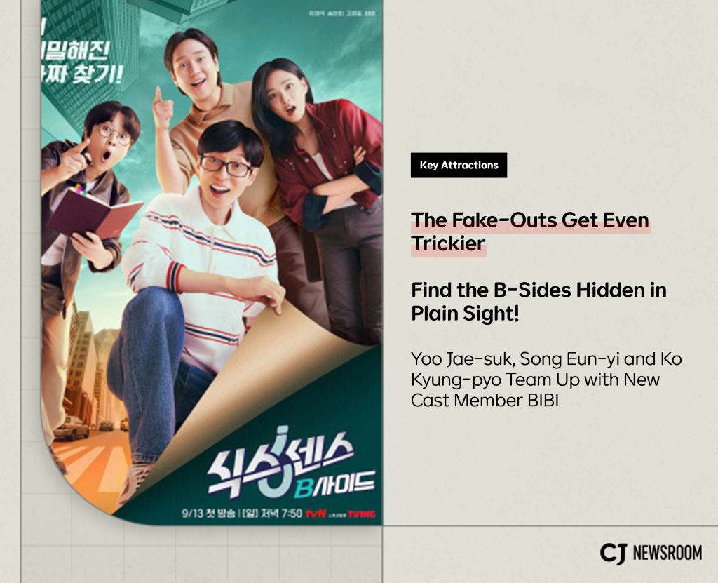 Promotional image for “Sixth Sense: B-side,” starring Yoo Jae-suk, Song Eun-yi, Ko Kyung-pyo and BIBI.
