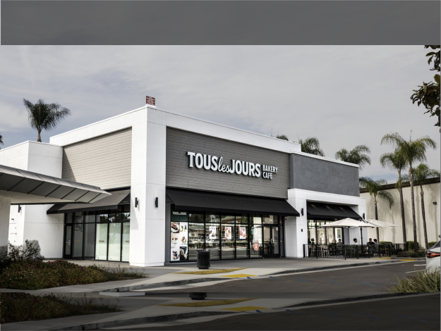 Exterior of a TOUS les JOURS bakery in La Habra, U.S.