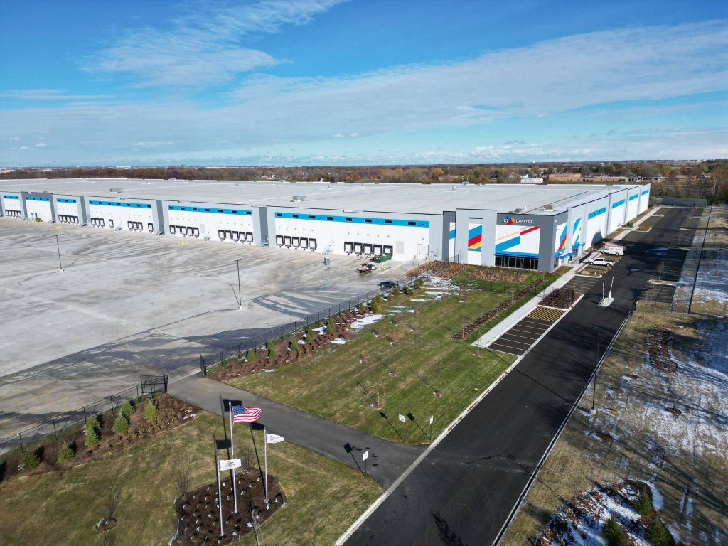 Panoramic view of CJ Logistics’ Elwood Logistics Center in Illinois.